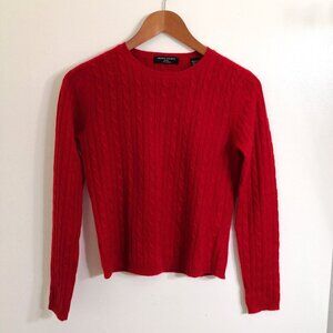Valerie Stevens 100% Cashmere Cable Knit Sweater True Red Size S Petite